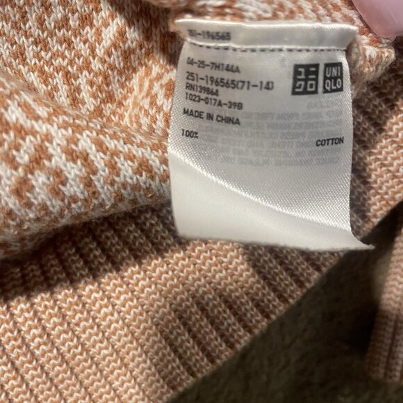 UNIQLO U Premium Shirt Womens Medium Orange Knit Sweater Crewneck Cotton Comfort - Picture 4 of 6